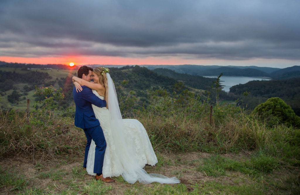 bridal couple at dusk