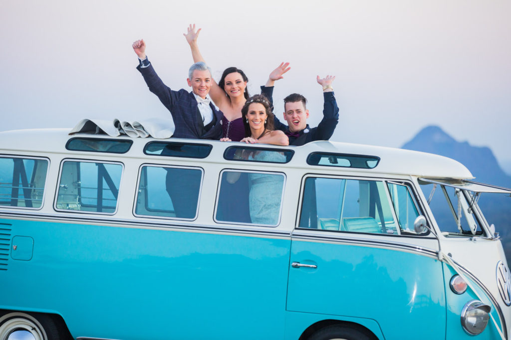 bridal party in deluxe kombi montville sunshine coast hinterland