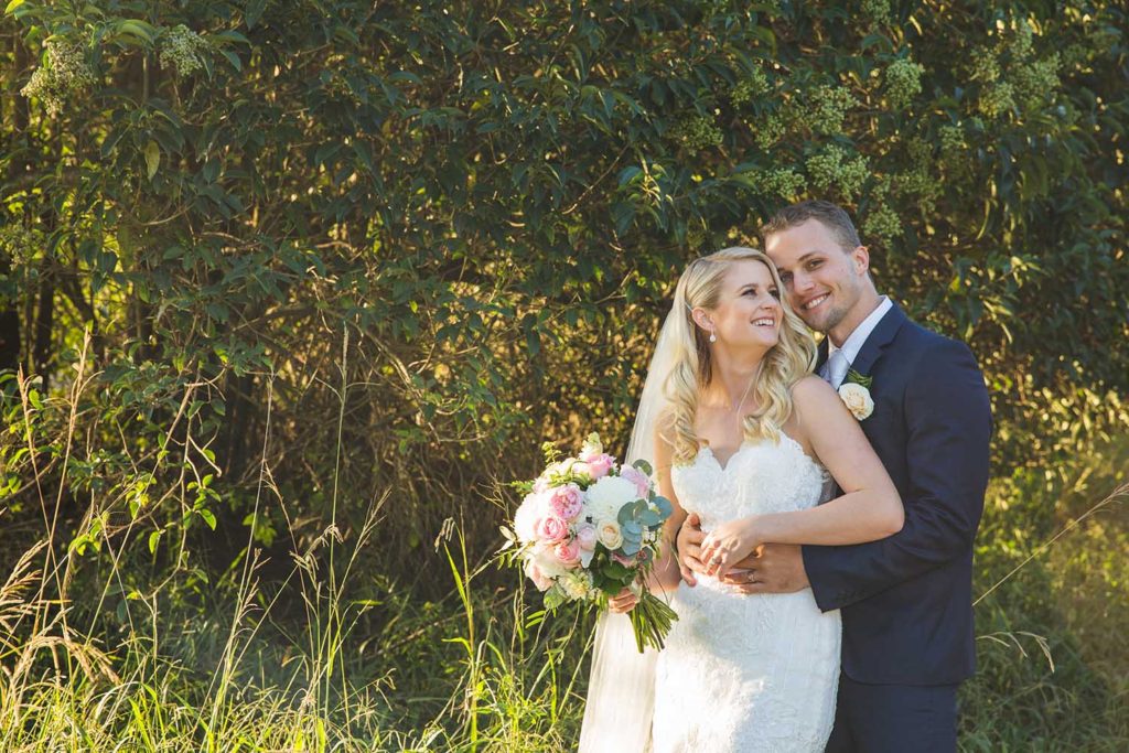 bride and groom in hinterland wedding