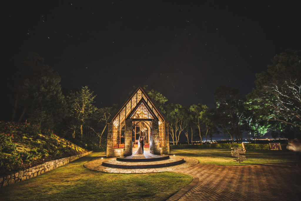 night photography with starry sky at the chapel montville sunshine coast hinterland wedding