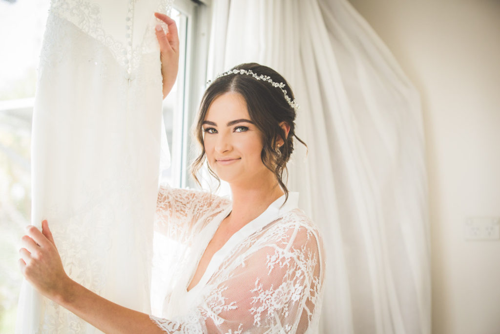 photo of beautiful relaxed bride before wedding