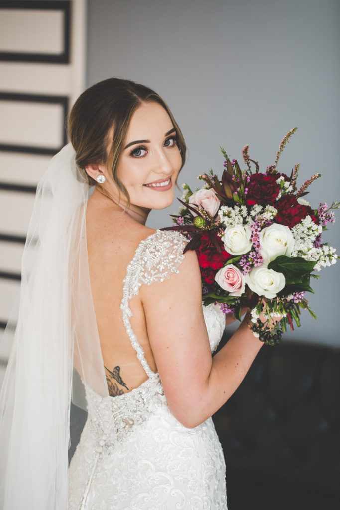 photograph of bride with bouquet