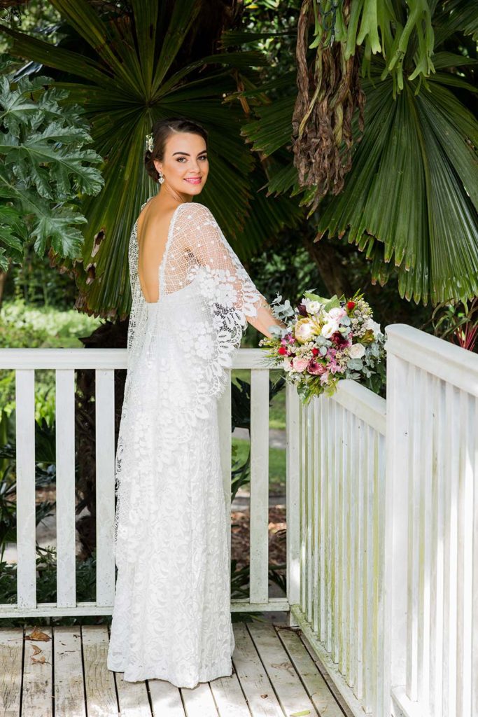 portrait of beautiful bride at beerwah hideaway sunshine coast hinterland