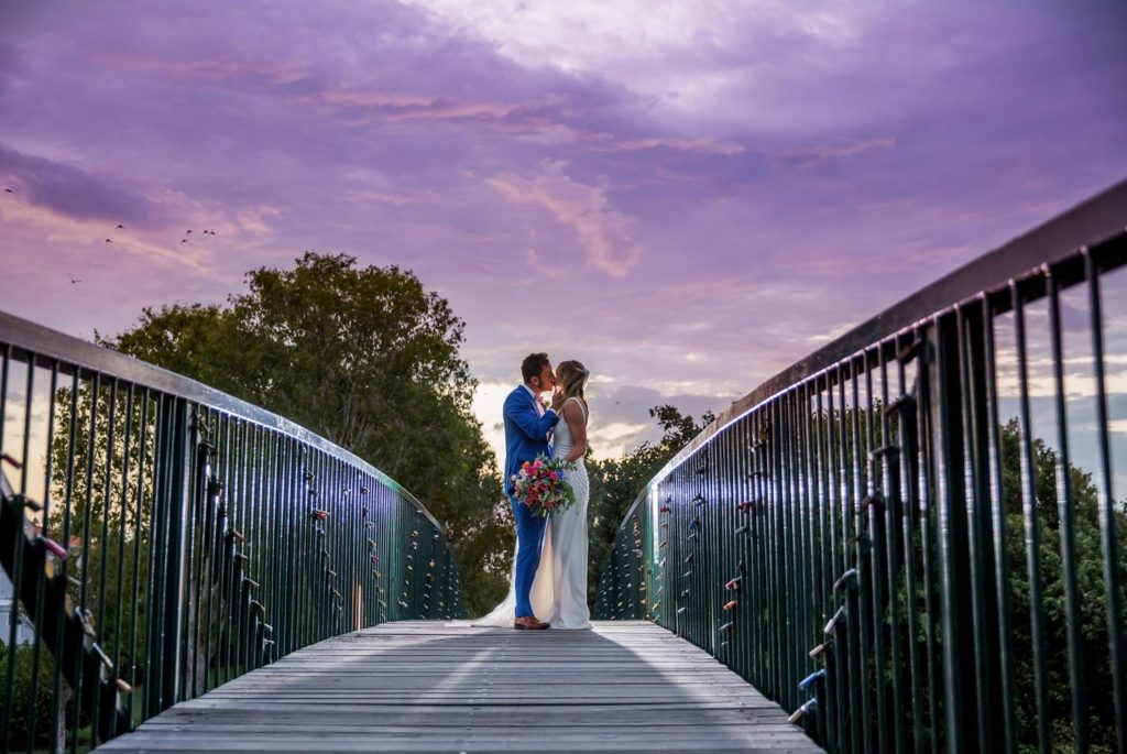 sunset wedding photo