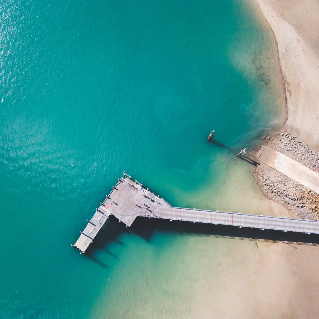 aerial photography of fraser island wedding venue